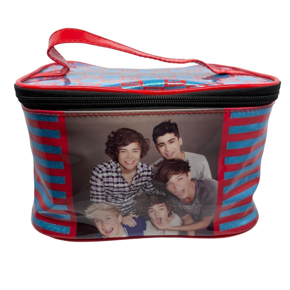 One Direction 1D Red‎ Glitter Makeup Bag Travel Case Vanity Harry Styles Rare